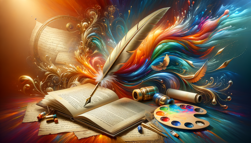 Short Poems About Artwork: A collage of vibrant art pieces accompanied by snippets of poetry, highlighting the connection between visual art and poetic expression, inviting viewers to explore deeper meanings.