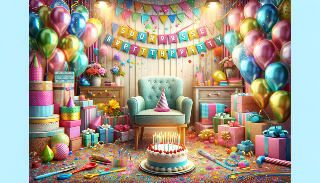 8 Poems for a Surprise Birthday Party: Colorful balloons and a beautifully decorated cake set the scene for a joyful celebration, capturing the excitement of unexpected birthday surprises.